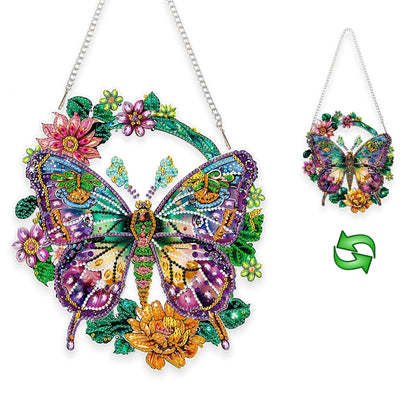 Yunzlly DIY Hanging Diamond Art Ornament Kit Butterfly, Special Crystal Double Sided Diamonds Painting Pendant for Adults, Acrylic Gem Painting Board Kit