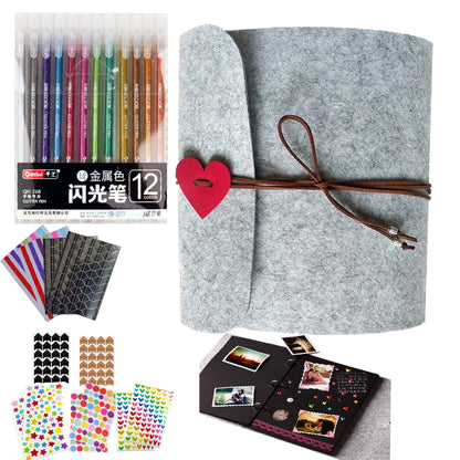 DIY Photo Album, Black Blank Page for Paste Book, Black Cardboard Photo Memory Book