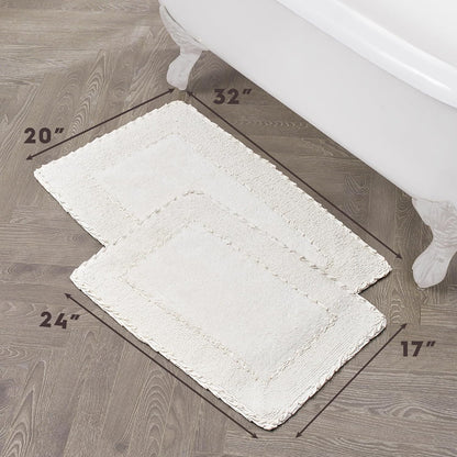 Laura Ashley Ruffle Cotton Bath Rug Set, 2-Piece, Ivory