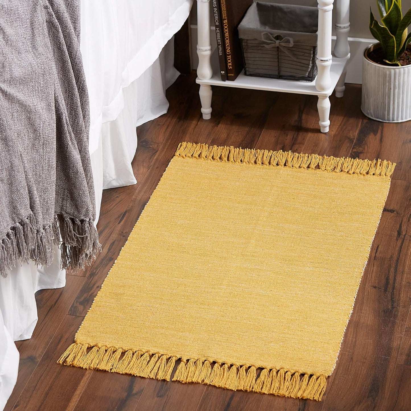 DII Woven Rugs Collection, Ribbed Reversible Cotton 2x3', Honey Gold & Off-White for Home Decor