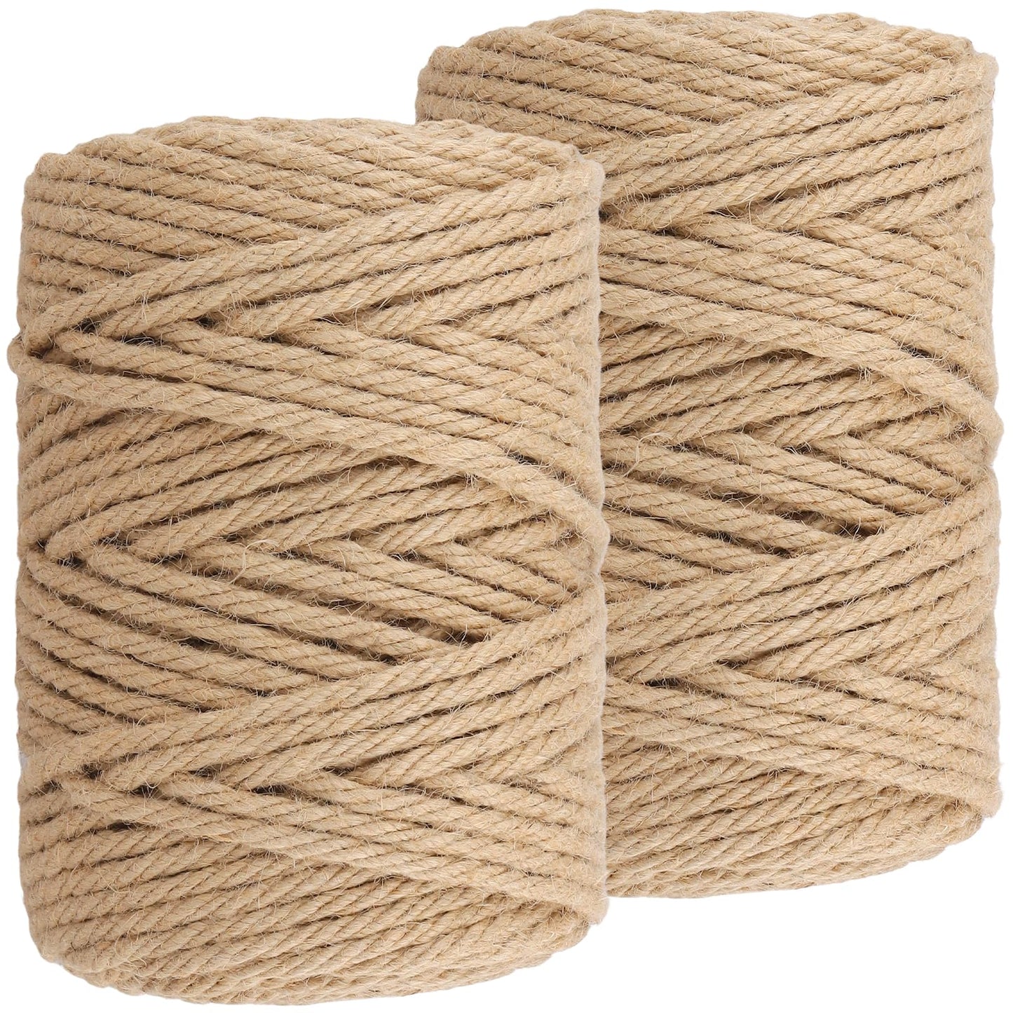 NINGWAAN 2 Rolls Jute Twine String, 1/4 inch Hemp Rope Craft Jute Rope for Crafts, Packing, Home Decorating, 6 mm x 656 Ft