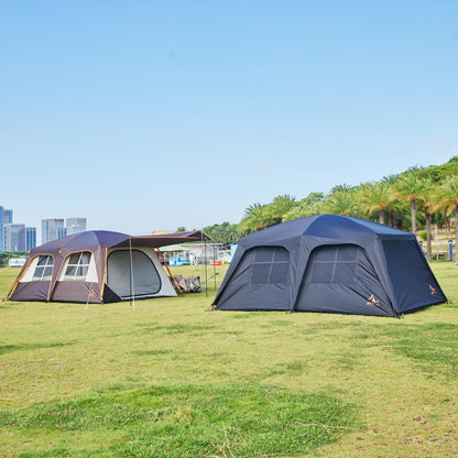 KTT Extra Large Tent 12 Person,Family Cabin Tents,Awning,2 Rooms,4 Doors and 4 Windows with Mesh,Straight Wall,Waterproof,Double Layer,Big Tent for Outdoor,Picnic,Camping,Family Gathering(Black)
