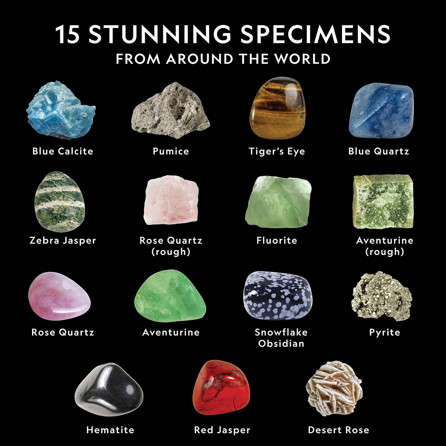 National Geographic Rocks & Mineral Collection - Rock Collection Box for Kids with 15 Gemstones and Crystals, Geology for Kids, Crystal Collection, Science Kit, Rock Gift (Amazon Exclusive)