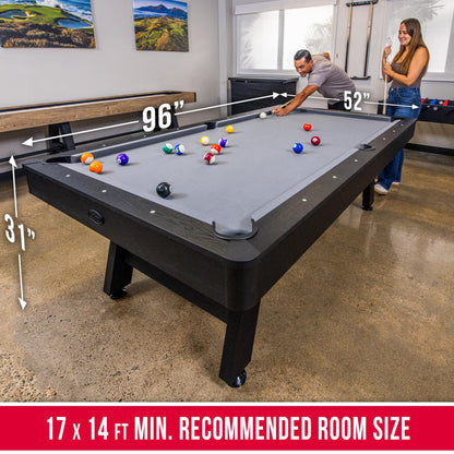 GoSports 8 ft Pool Tables with Wood Finish - Billiards Game Room Table for Adults & Family - Accessories Not Included - Gray