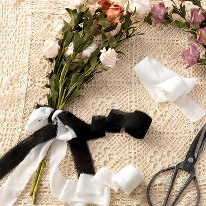 JEDIA Halloween Ribbon, 3 Rolls Black Chiffon Silk Ribbons, 1.5" x 7Yd Ribbon Set for Gift Wrapping, Wedding Invitations, Bouquet Wrap, Bridal Bouquets, DIY Crafts