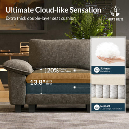 HERA'S HOUSE 158" Modular Sectional Sofa, Oversized U Shaped Couches for Living Room, Comfy Cloud Couch with Ottoman, 6-Seater Deep Seat Sofa with Throw Pillow, Chenille Ash
