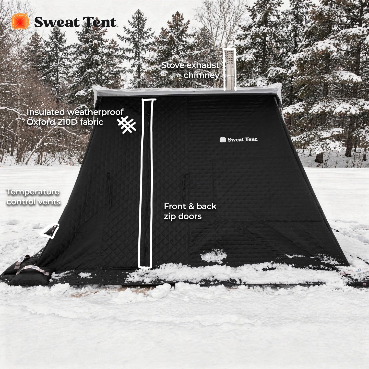 SweatTent Portable Outdoor Sauna (Extra Large) Standard Bundle – Complete Kit with Stove, Sauna Rocks, Basket, Gloves, Fire Poker, Thermometer, Quick Assembly, 10 Adults, Backyard & Camping