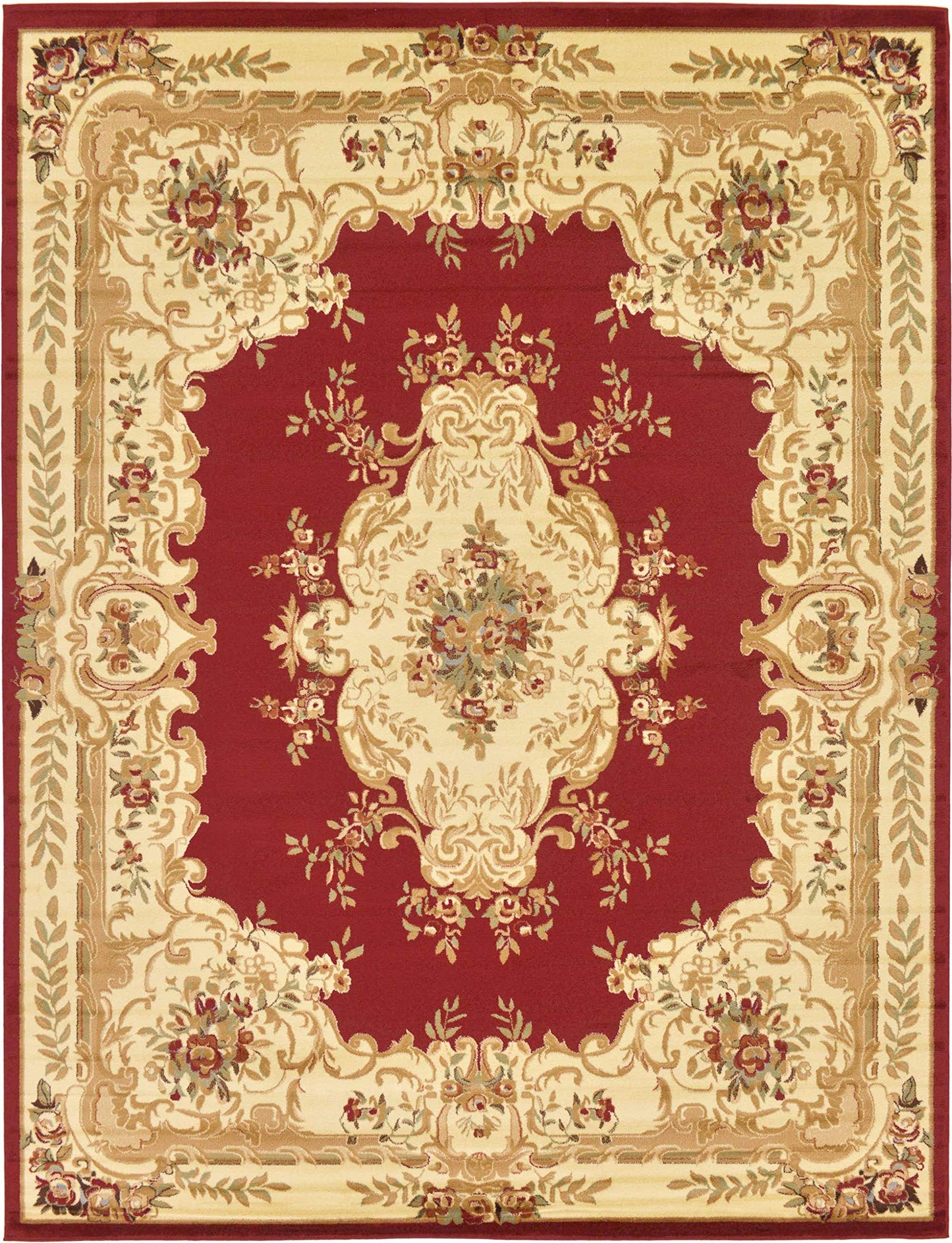 Unique Loom Versailles Collection Traditional Classic Medallion Motif Area Rug (10' 0 x 13' 0 Rectangular, Burgundy/ Ivory)