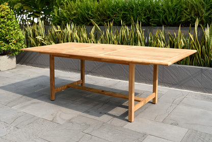 Amazonia Newcastle 9-Piece Outdoor Rectangular Dining Table Set | Certified Teak | Ideal for Patio and Indoors, Light Brown