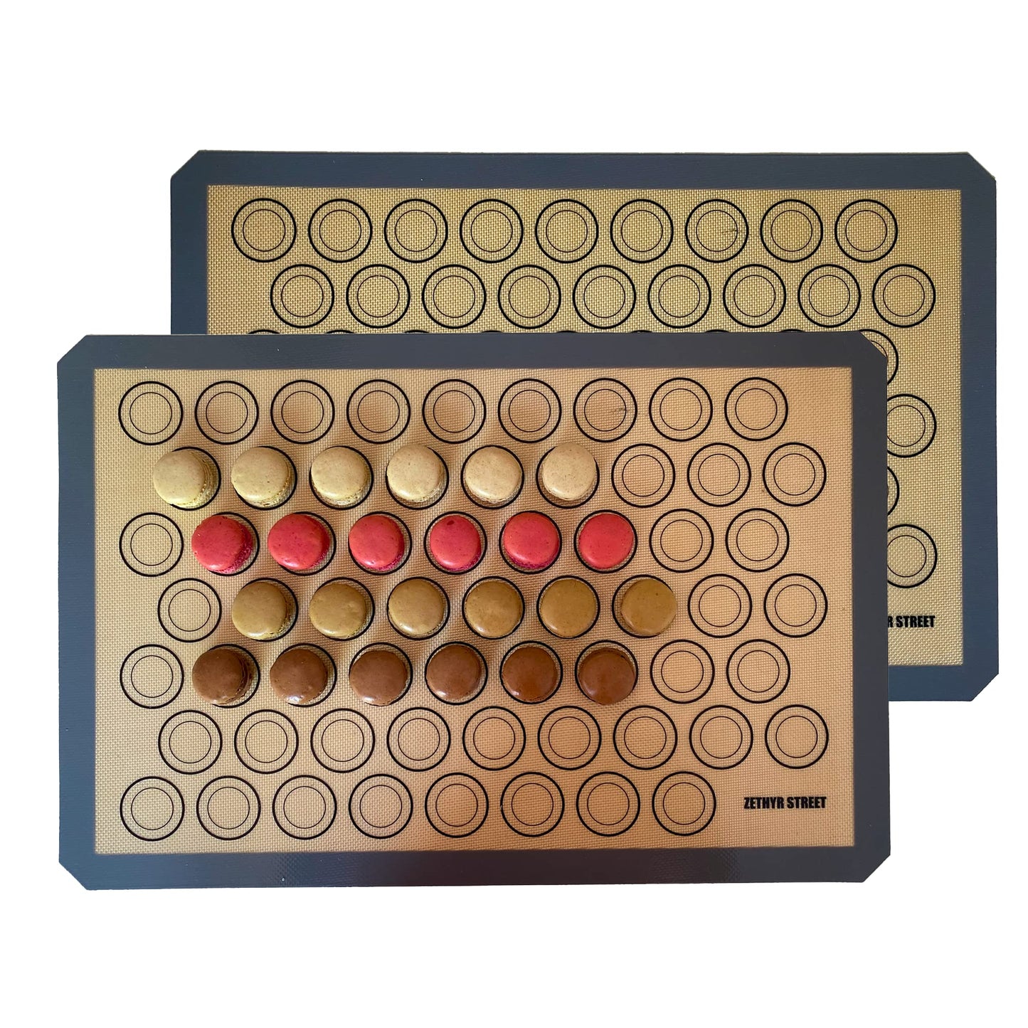 Macaron Silicone Baking Mats - Set of 2 - Full Size - 16 x 24 in (40 x 60 cm), Non-Stick Macaron Mat for Perfect Baking - Dishwasher & Oven Safe, Ideal for Macarons, Cookies, Bread, and More