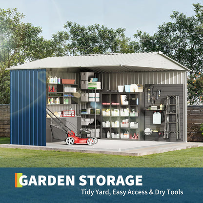 10 X 10 FT Outdoor Storage Shed,Metal Garden Sheds&Outdoor Storage, Lockable Gable Roof Garden Tool Shed, All-Weather Resistant Storage Unit for Bikes, Ladders, Patio Supplies & Garden Essentials