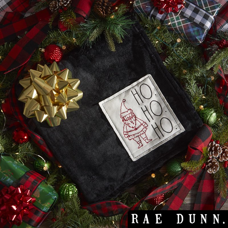 Rae Dunn Throw Blanket- Soft, Decorative Blankets for Bed or Couch, Cozy Throws for Sofa, Soft Plush Throw Embroidered HO. HO. HO., 50 inches x 70 inches