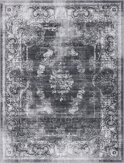 Unique Loom Aarhus Collection Vintage Border Area Rug (10' 0 x 13' 0 Rectangular, Charcoal/Ivory)