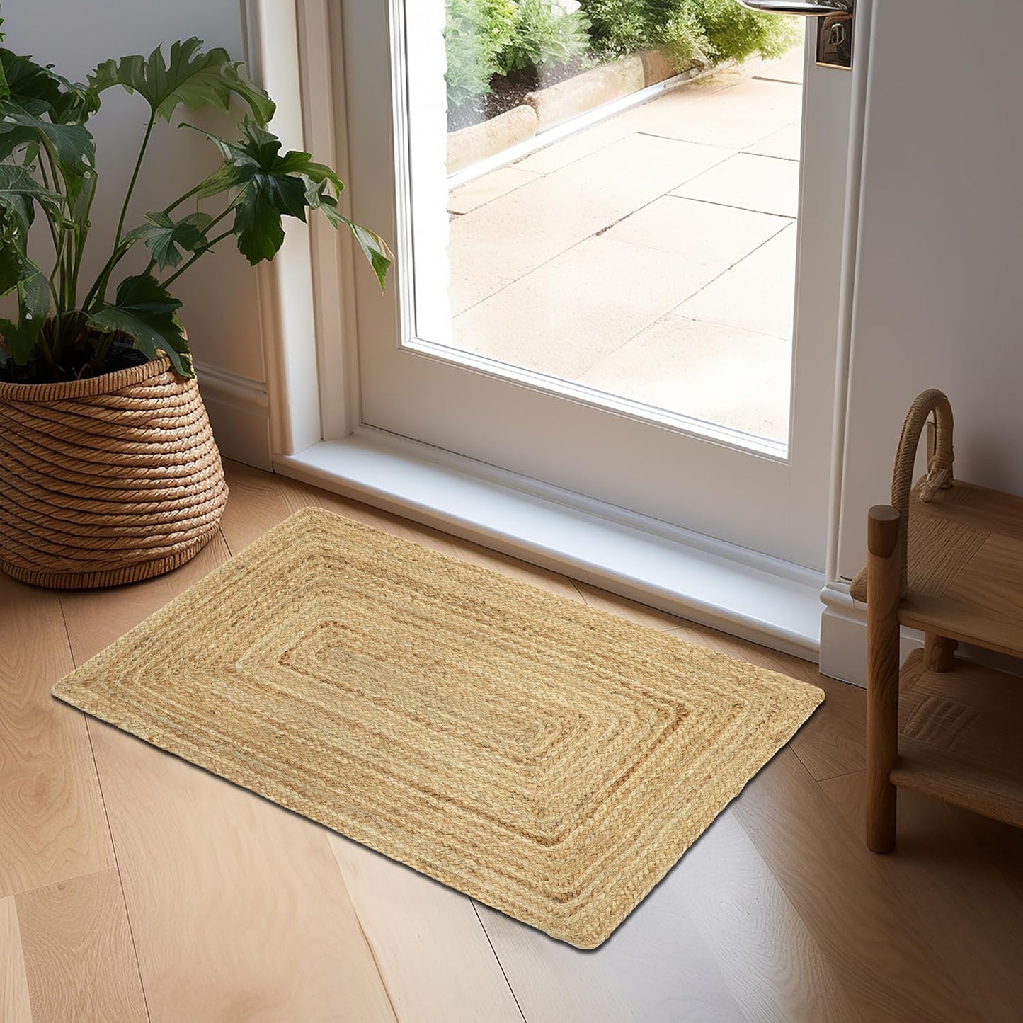 COTTON CRAFT Jute Area Rug - 100% Braided Jute, Neutral Reversible, Small 22x34 Rug for Kitchen, Living Room, Bedroom