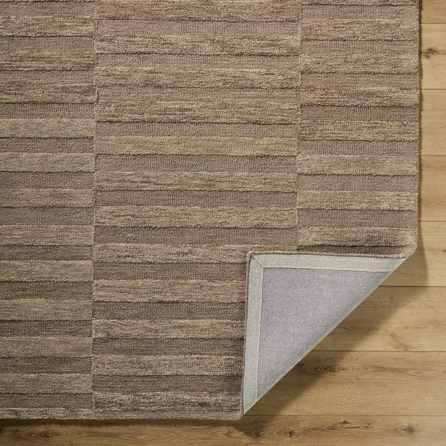 Livabliss x Our PNW Home Area Rugs - 8x10 Idaho Modern Brown Rug for Living Room Bedroom - Large 100% Wool Hand Tufted Beige Sandstorm Carpet for Home Office, Kitchen and Dining Room (8' x 10')