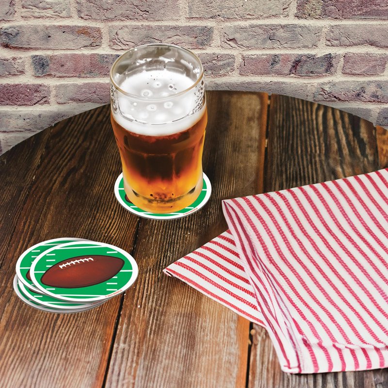 Beistle Football Coasters, Set of 24, Tableware for Game Day Parties, and Tailgating, Drink and Beverage Protectors for Sports-Themed Events