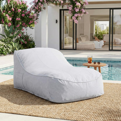 Christopher Knight Home Hilar Outdoor Bean Bag Chair, Fabric Bean Bag Lounger for Adults and Kids, Outdoor Comfy Reading Chair, Patio Lounge Sofa for Poolside Garden, Gray