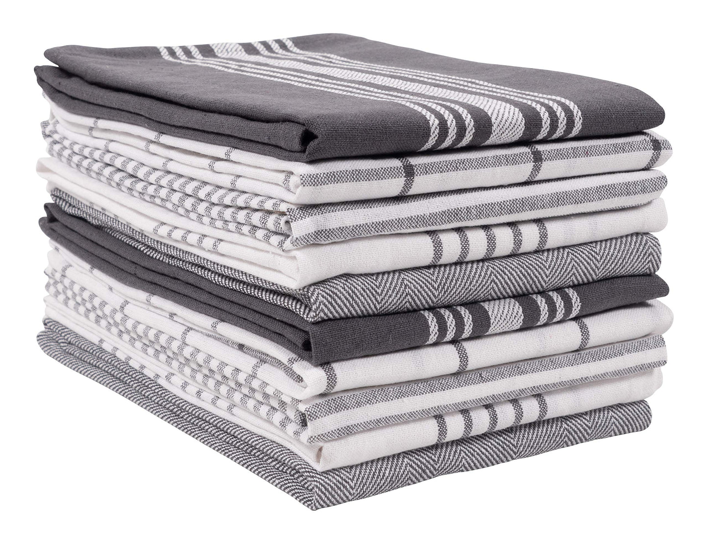 KAF Home Soho Kitchen Dish Towels - Set of 10, 18 x 28 Inch (Charcoal)
