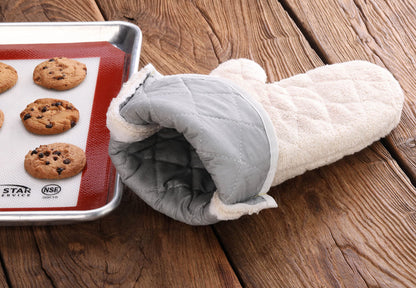New Star Foodservice Oven Mitts with Extra Defense, up to 400F, Set of 2 (Tan (Terry Cloth), 13-Inch (Set of 2))