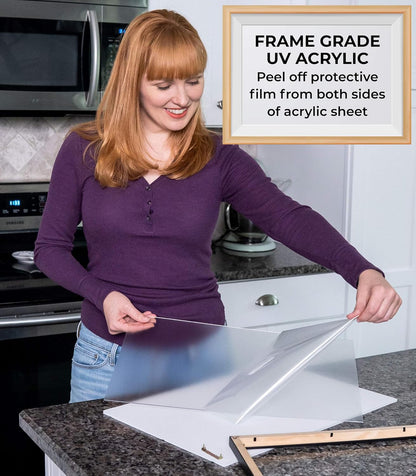 Poster Palooza 9x13 White Solid Pine Wood Picture Frame with UV Acrylic & Hanging Hardware