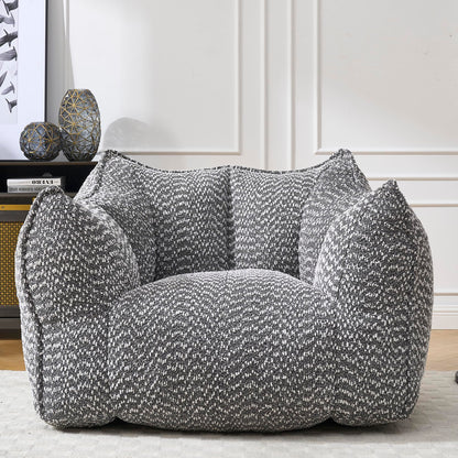 Large Grey Chenille Bean Bag Chair for Adults, Oversized Comfy Lounger for Living Room, Bedroom, Gaming, Reading, Watching TV, 47.2" x 36.2" x 30.7"