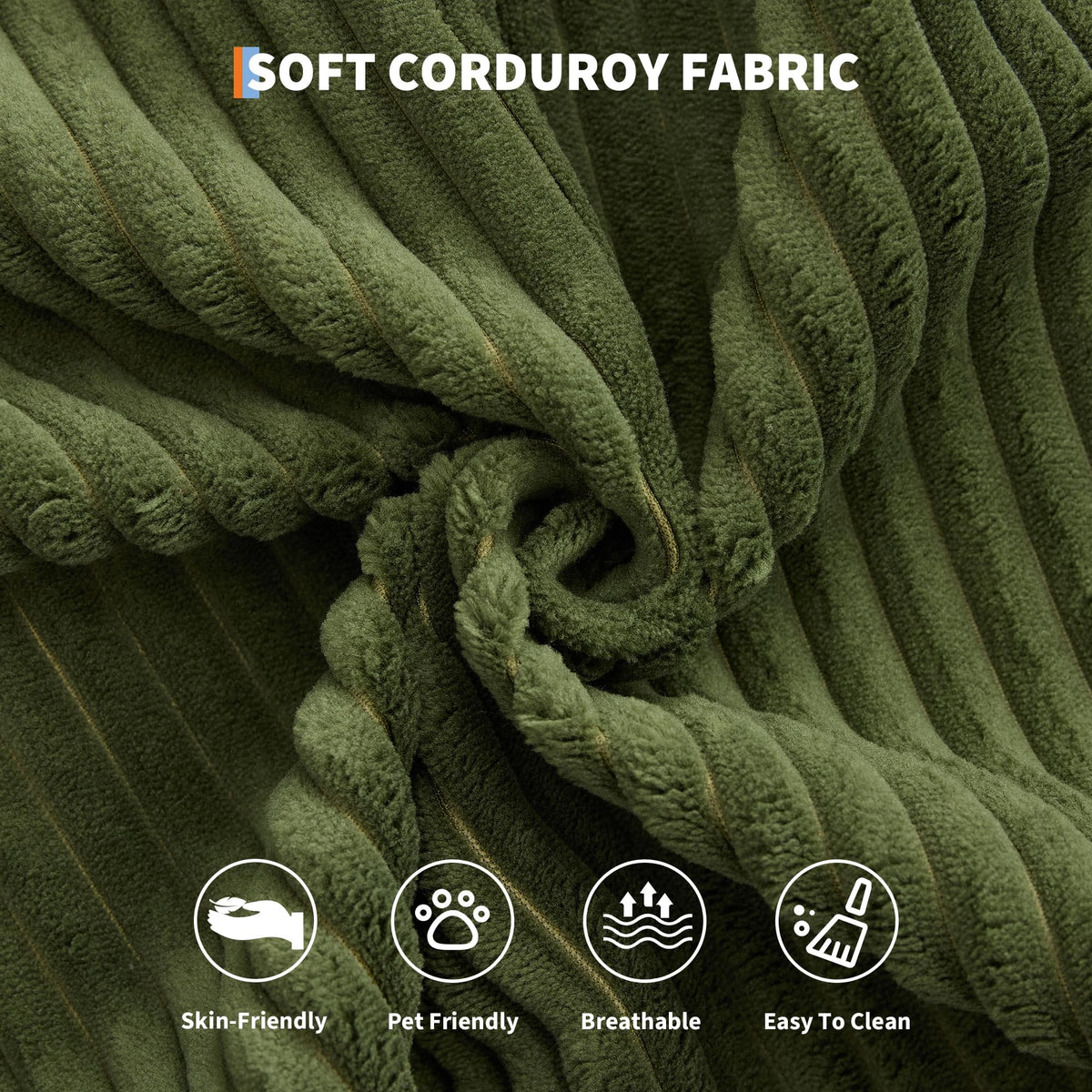 IDEALHOUSE 4 in 1 Convertible Sleeper Sofa Bed Couch, 79 Inch Boneless Corduroy Floor Couch with Pillows, No Assembly, Modern Deep Seat Sofa Futon Mattress for Living Room,Apartment,Green