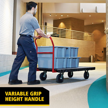 Rubbermaid Commercial Products Heavy-Duty Platform Truck, 2,000 Pound Capacity, 24" x 48" Platform, 8" TPR Casters, Black, for Warehouse/Garage/Cleaning/Manufacturing