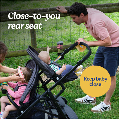 Graco Ready2Grow LX 2.0 Double Stroller, Twin Baby Stroller Features Bench Seat and Standing Platform Options, Compact Fold Perfect for Baby Travel, Clark