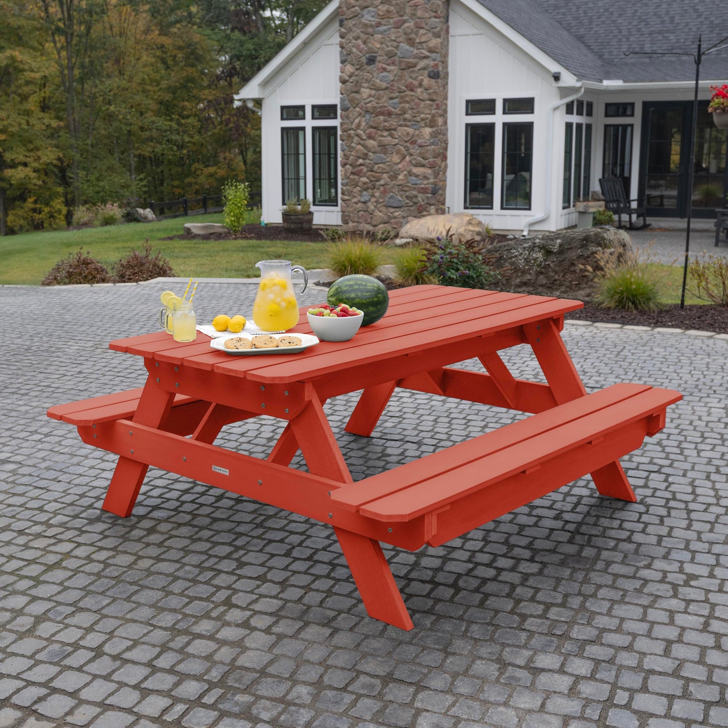 Highwood Hometown Picnic Table, 6 Foot, Rustic Red