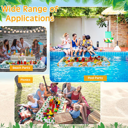Yousoontic Inflatable Serving Bar - 3 Pcs Tiki Tropical Style Food Drink Containers for BBQ Pool Luau Party