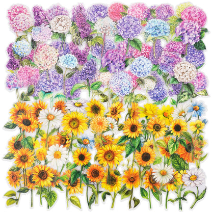 Knaid 600 Pieces Clear Flower Stickers Set, Transparent Floral Botanical Aesthetic Journaling Stickers for Nature Scrapbook Supplies Card Making Junk Journal Bullet Journal Planner