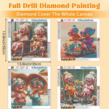DAZZLEDOTS Diamond Art Kits for Adults, 4 Pack Grandmas Diamond Painting Kits for Beginners DIY 5D Full Round Drill Diamond Dots Gem Art Crystal for Home Wall Decor Gifts 14x14 Inch