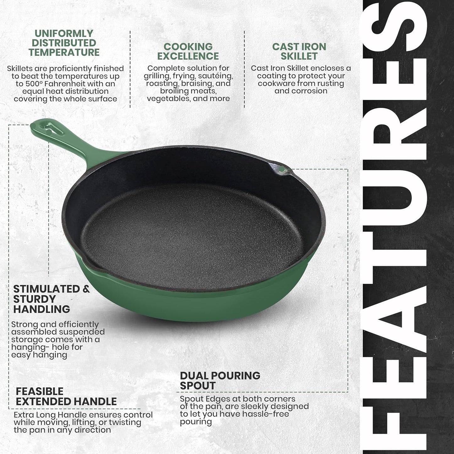 Utopia Kitchen Saute Fry Pan, Pre-Seasoned Cast Iron Skillet Set 3-Piece, 6 Inch, 8 Inch, 10 Inch