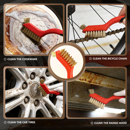 6 Pieces Brass Brush Set, Brass bristles for Cleaning Welding Slag and Rust,Scratch Brush with Mini Head & Hanging Hole for Everyday Cleaning