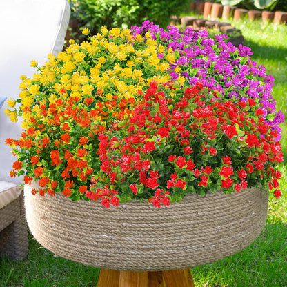 GREENRAIN Artificial Flowers, UV Resistant Fake Flowers for Outdoor Decoration, No Fade Faux Plastic Plants Garden