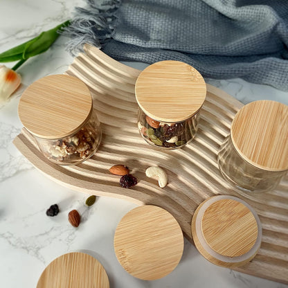 24 5 oz Oui Yogurt Jar Lids - Pcs Oui Lids - Made of Natural Bamboo Wood, with Silicone Sealing Ring and Oui Yogurt Jar