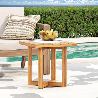 Christopher Knight Home 3-Piece Outdoor Chaise Lounge Chair Set of 2 with Side Table, Acacia Wood Patio Lounge Chairs with Cushion & Wheels, 3-Position Adjustable Beach Backyard Furniture, Beige/Teak