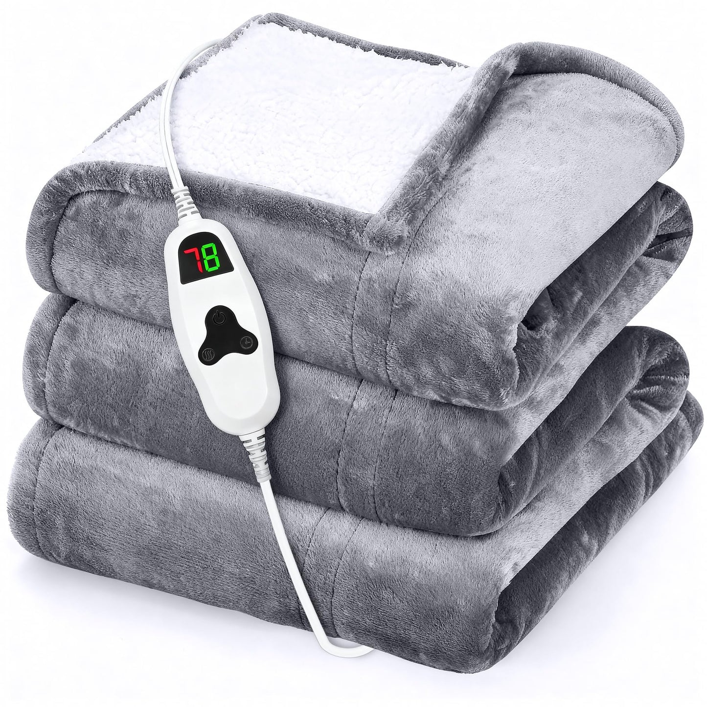 GENIANI Electric Throw - XL Electric Heating Pad for Back Pain & Cramps Relief, Birthday for Women Men Auto Shut Off, Machine Washable, Heat Pad for Neck & Shoulder, 12×24", Tabby Gray