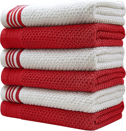 Premium Kitchen Towels, 16”x 28”, 6 Pack, Large Cotton Kitchen Hand Towels, Highly Absorbent Tea Towels Set