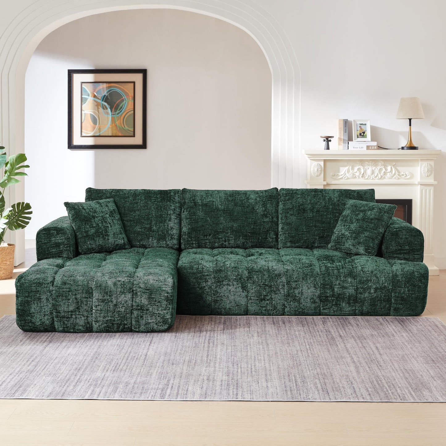 KEIKI 108.3" L-Shape Oversized Sectional Sofa, Premium Chenille Modular Couch for Stylish Apartments, Spacious Lounger for Daily Relaxation, Minimalist Aesthetic, No-Assembly Deep-Comfort Sleeper