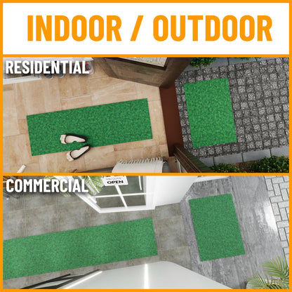 Ottomanson 6'6" x 51' Hallway Runner - Extra Durable Non-Slip Rug Mat for Indoor & Outdoor Use - Ideal for Kitchen, Entryway & Garage - High-Traffic Carpet, Green