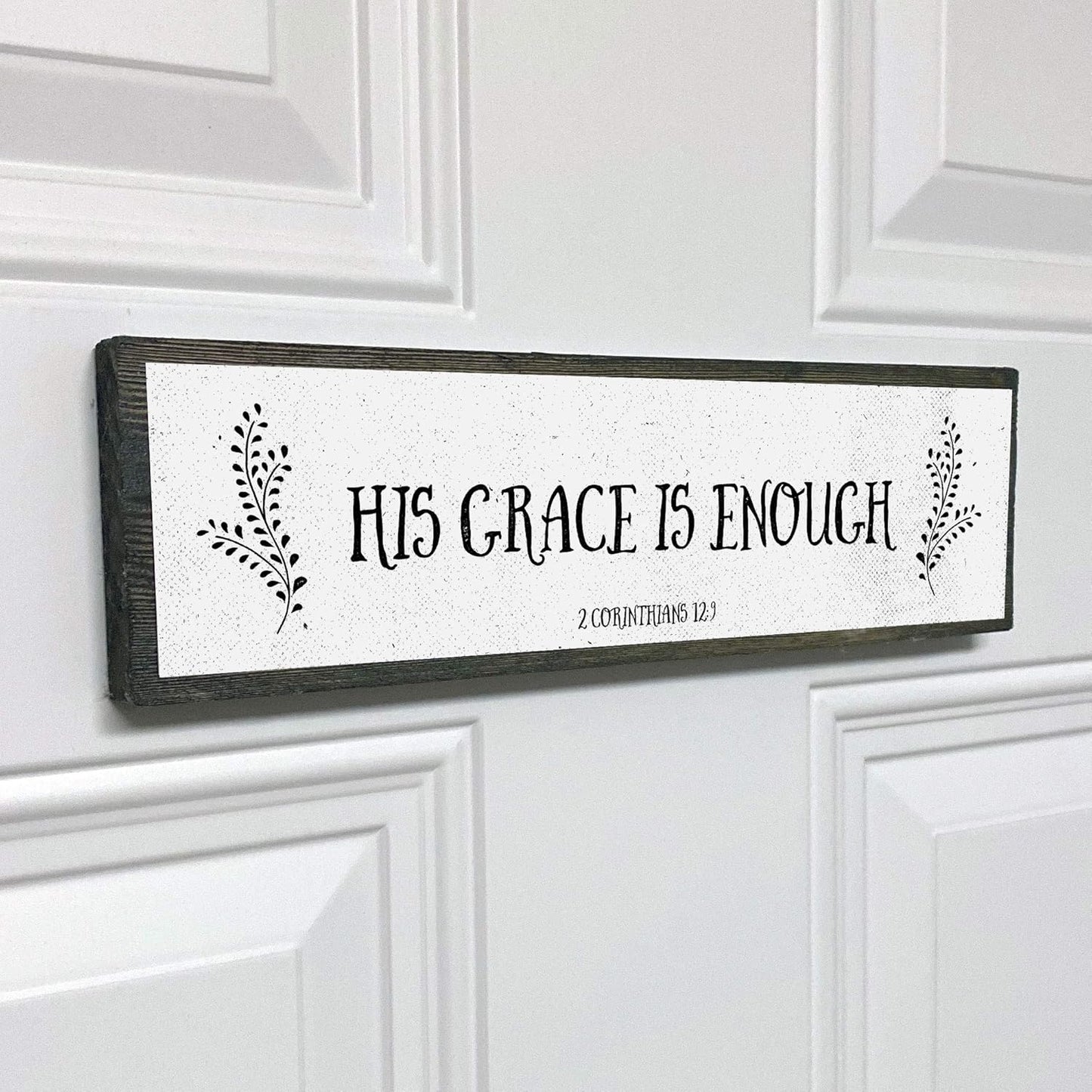 Christian Wall Art - His Grace Is Enough - Beautiful Bible Verse Modern Farmhouse Wall Décor Sign