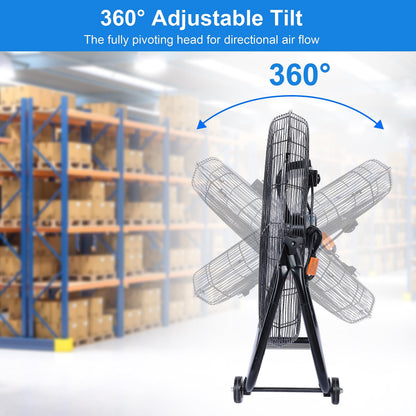 Simple Deluxe Dynamic 30-Inch Floor Fan with Roll Booster - Industrial-Grade Airflow, 360 Degree Adjustable Tilt, and Portable Design for Rapid Cooling and Flexible Air Circulation