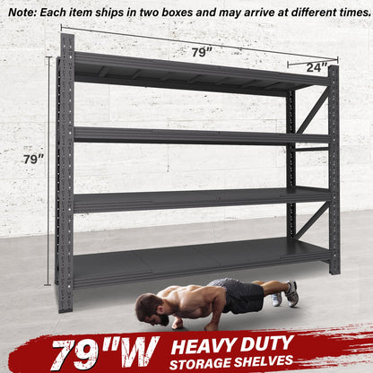6000LBS Heavy Duty Garage Shelving Units,79" Wide & Deep Storage Shelves,Black Metal Garage Shelves,Large Storage Rack,Steel Shelf,Industrial Shelving for Shop,Warehouse,Basement,79" W x 24" D x 79" H