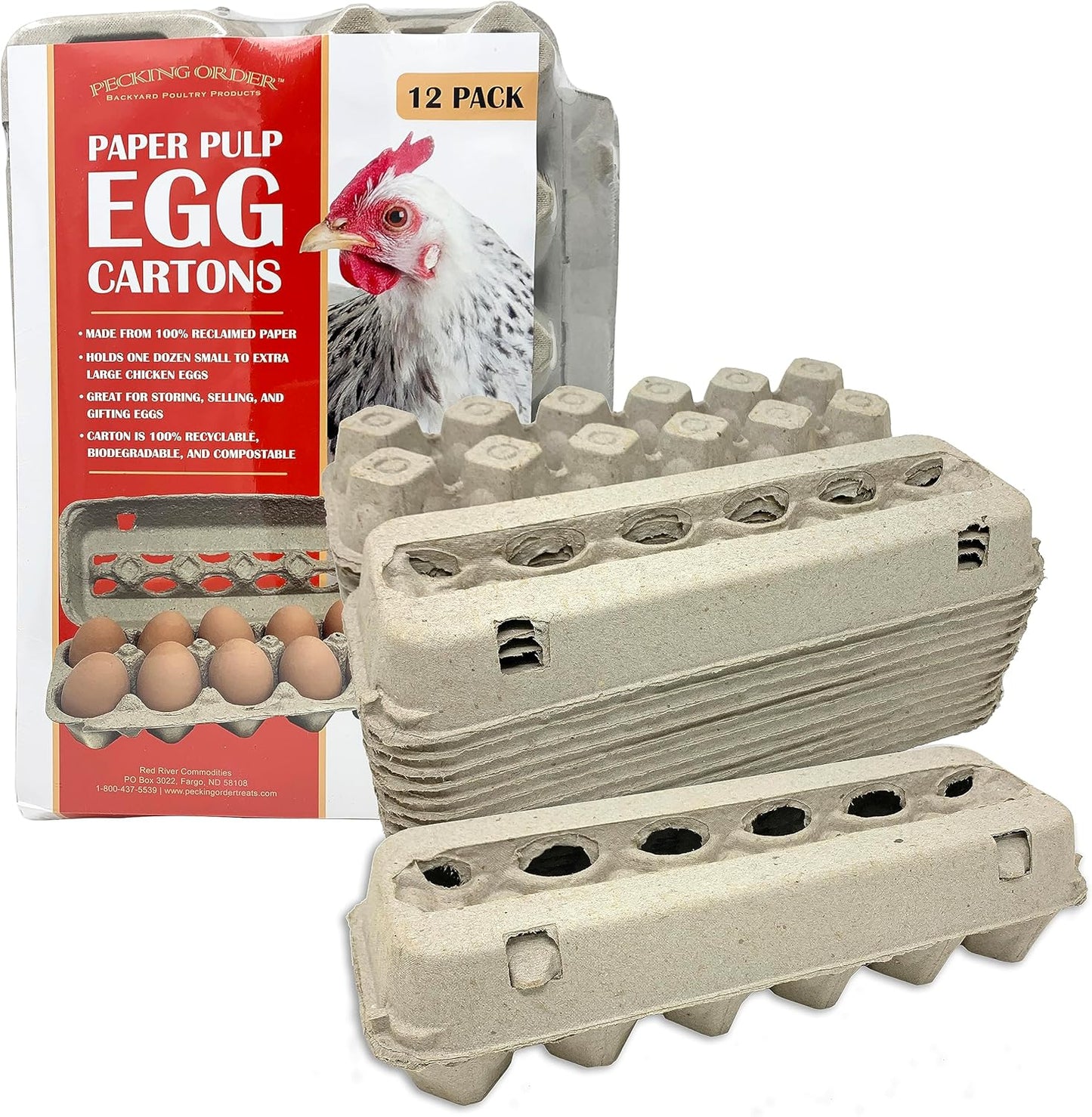12 Pack Pecking Order Paper Pulp Egg Cartons