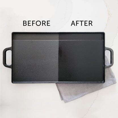 CARON & DOUCET - Cast Iron Cleaning & Conditioning Set: Seasoning Oil & Cleaning Soap | 100% Plant-Based | Best for Washing, Restoring & Seasoning Cast Iron Skillets, Pans & Grills! 8oz Each