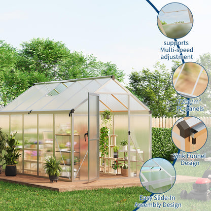 IDEALHOUSE 6×10 FT Greenhouse, Large Walk in Greenhouses for Outdoors and Garden Planting, Polycarbonate Greenhouse with Enhanced Aluminum Frame, Green Houses with Quick Setup Structure and Roof Vent