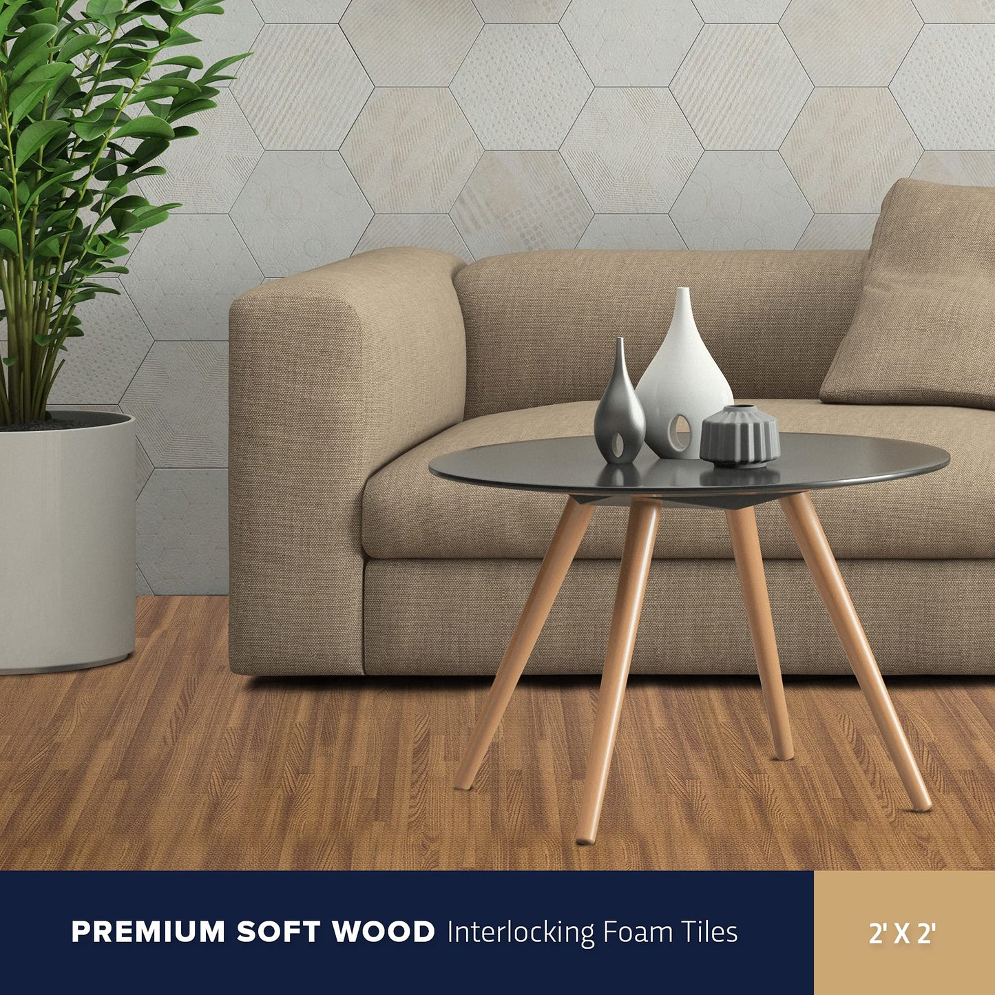 IncStores Premium Soft Wood Print Foam Flooring Tiles | Interlocking Foam Tiles for Home, Gym, Training and Yoga | 5/8" - Cherry, 144 Square Feet