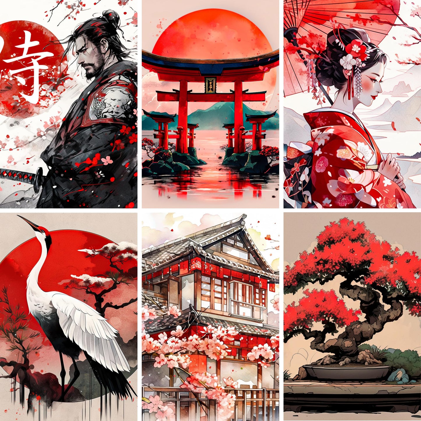 LuwoArte 6 Pack Diamond Painting Kits for Adults – Japanese Style Diamond Art Kits – Full Drill DIY Paint Gem Art for Adults – Brilliant 5D Diamond Painting Kit – Relaxing Craft for Home Wall Décor
