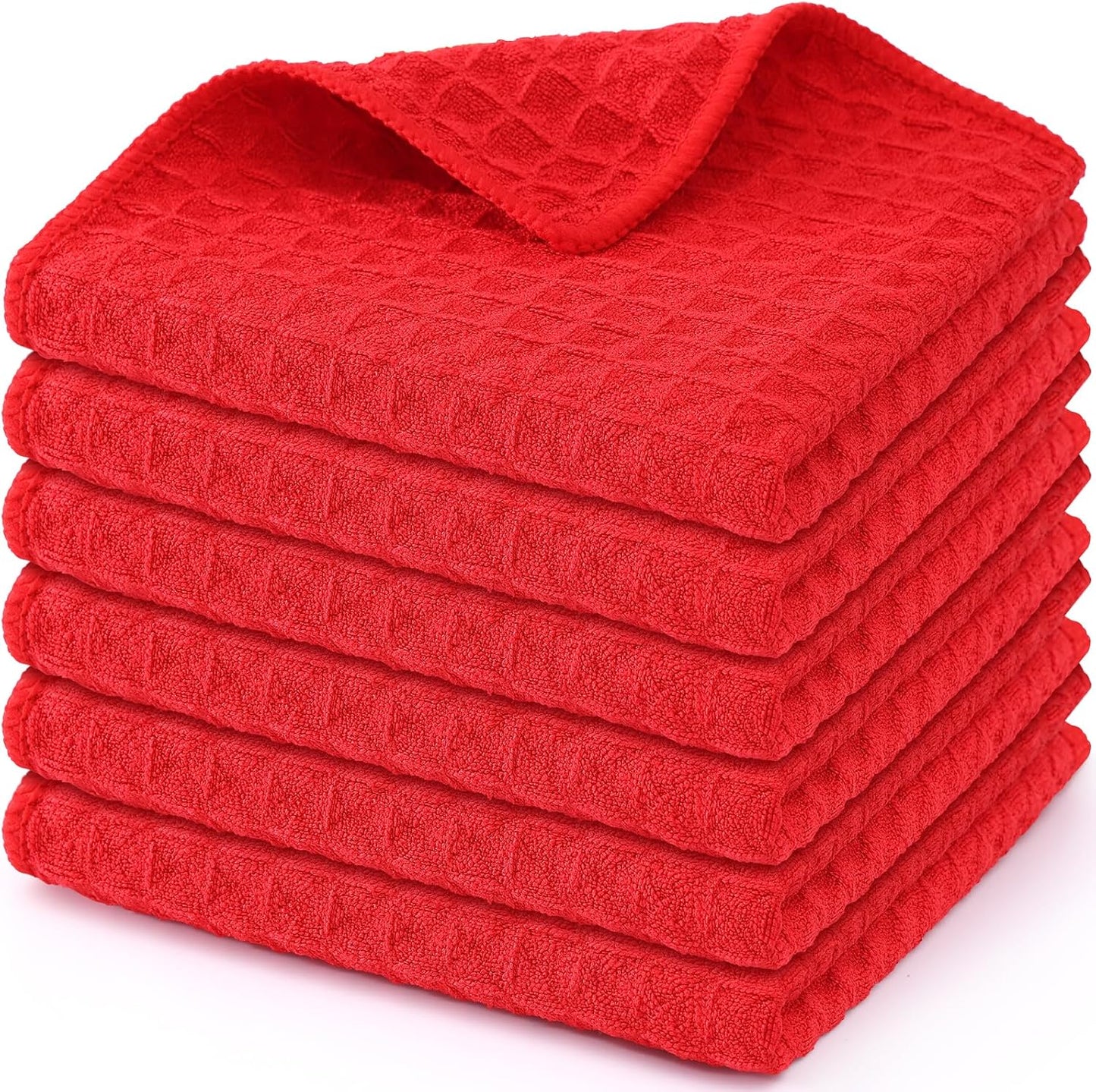 12 12 Inch 6 Pack, Homaxy Microfiber Waffle Weave Kitchen Dish Cloths, x Ultra Absorbent and Solid Color Dish Towels
